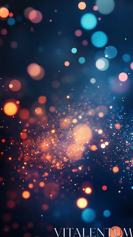 Colored bokeh circles are distributed across a dark gradient field