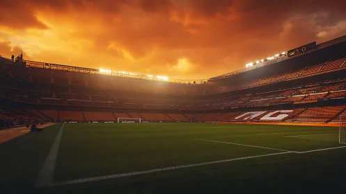 Sunlit stadium calm before the roar of evening kickoff.