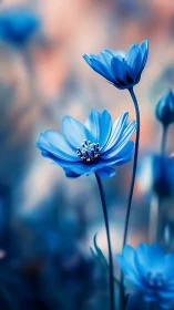 Blue Daisy Flowers with Blurred Background.
