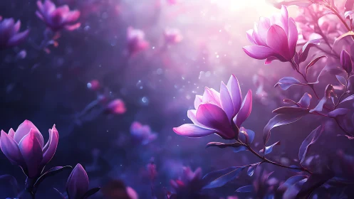 Magnolia Blossoms in Luminous Purple Haze.