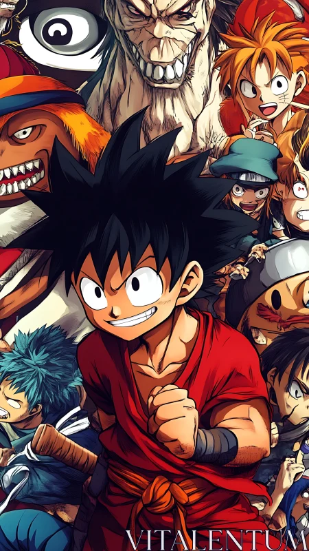 Energetic anime heroes charging into a wild shared adventure.