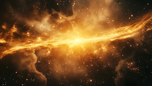 Stellar nebula ridge glowing in radiant golden plasma field.