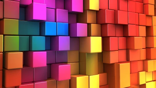 Chromatic cube cascade in a glossy gradient playground.