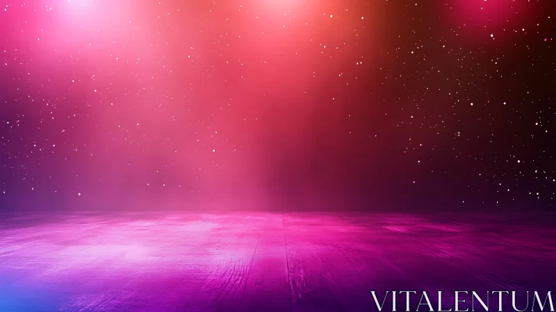 Pink illuminated stage floor under soft starry lights.