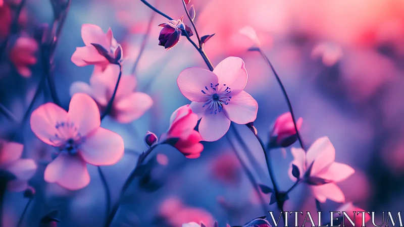 Delicate pink blossoms with soft bokeh background.