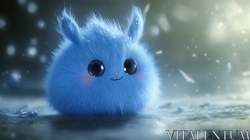 Snowy dusk cuddle-puff creature with luminous button eyes.