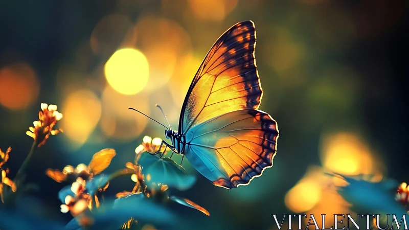 Backlit butterfly wings display iridescent bokeh-lit translucence