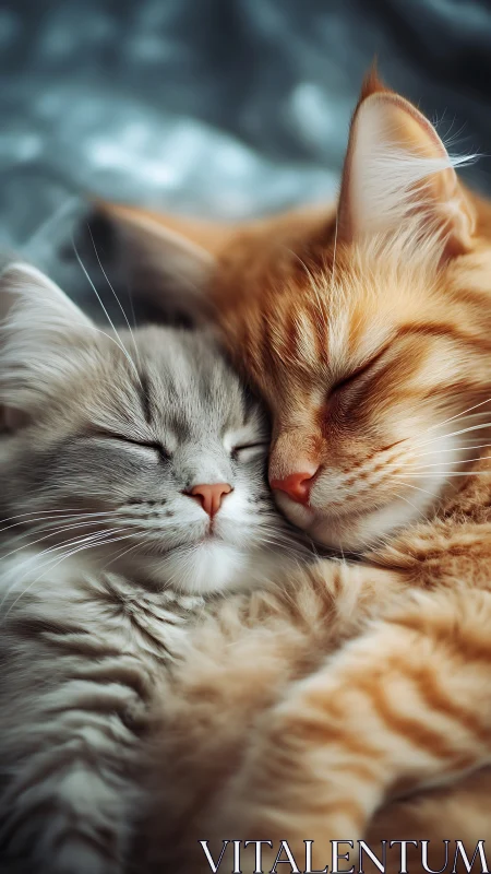 Two Cats Sharing a Tender Moment Together.