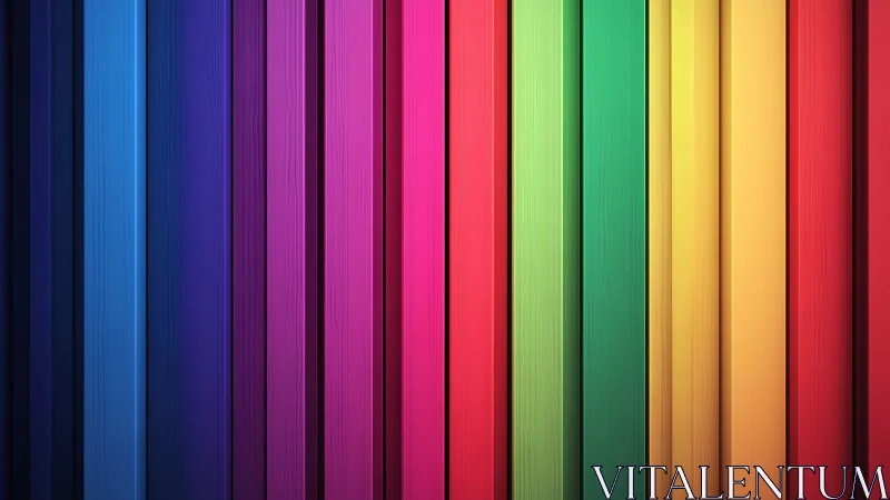 Vertical rainbow color panels form a saturated geometric spectrum