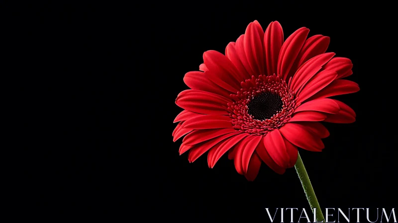 Red Gerbera Daisy With Black Center.