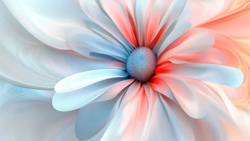 Iridescent digital bloom with flowing pastel petals.