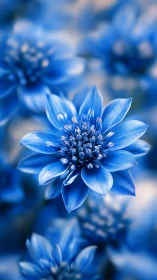 Azure Dahlia Bloom in Focus. Crystalline petals frame intricate center.