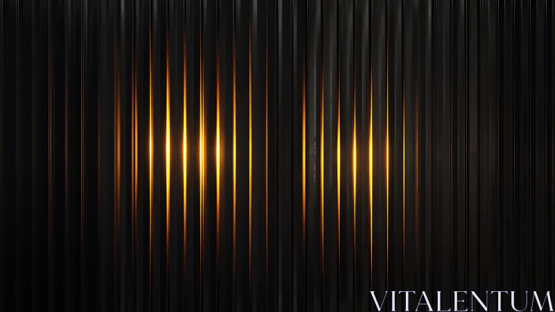 Aligned metallic ribs channel warm internal light in parallel bands