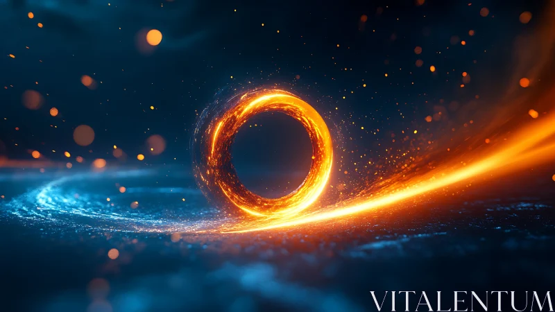 Luminous energy ring suspended in deep blue cosmic field.