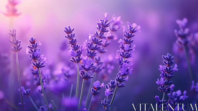 Lavender Field Depth Study: Selective Focus Macro Botanical Composition