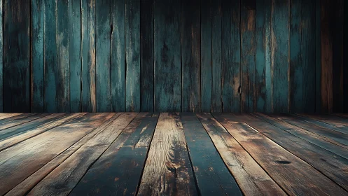Weathered wooden room offers rustic stage with moody light