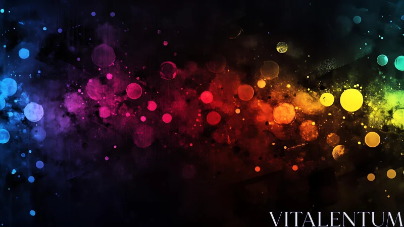 Vibrant Abstract Rainbow Bokeh with Colorful Light Spheres.