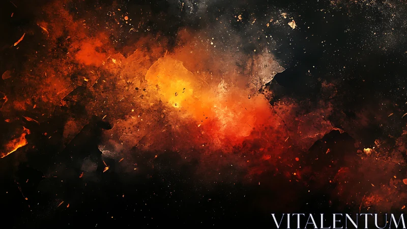 Explosive dispersal pattern with radiant heat gradient.