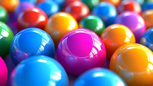 High-gloss RGB plastic spheres under studio HDR reflections