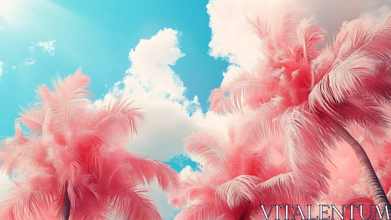 Cotton candy palms under a dreamy turquoise sky.