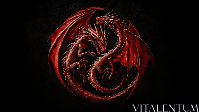 Twin crimson dragons coil into a blazing circular sigil