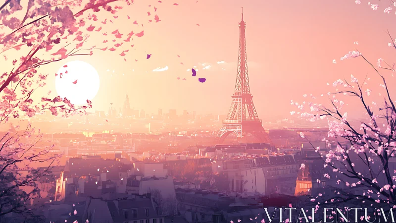 Blossom-kissed Paris leans into a rosy, dreamlit sunrise