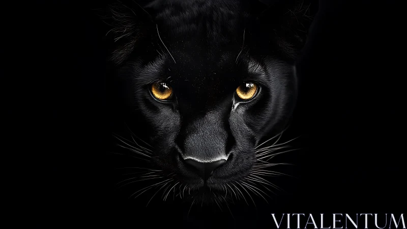 Black Panther's Golden Gaze in Darkness