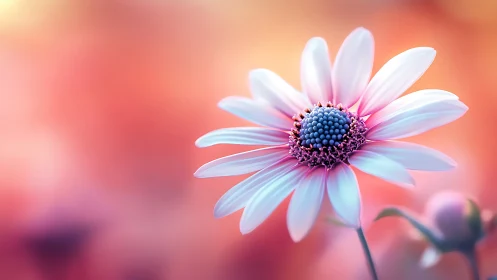 Delicate Daisy Glowing in Warm Sunset Hues.