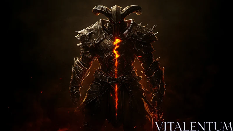 Infernal warlord clad in molten demonic plate armor.