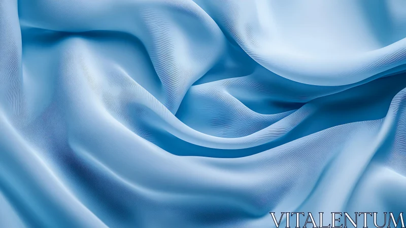 Light Blue Silk Fabric with Soft Folds in a Minimalist Style.