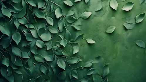 Textured foliage relief with cascading botanical abstraction.
