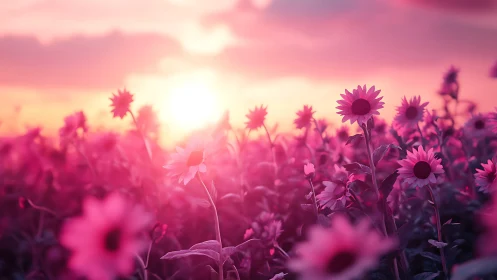 Pink Gerbera Glow: Sunset Through Flower Petals.