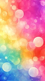 Iridescent rainbow bubbles drift across luminous spectrum.