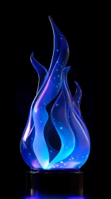 Luminescent Flame Form with Particle Effects on Black Base.