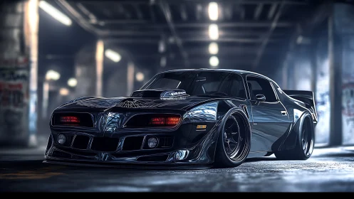 Midnight muscle prowls the warehouse in mirror-black armor