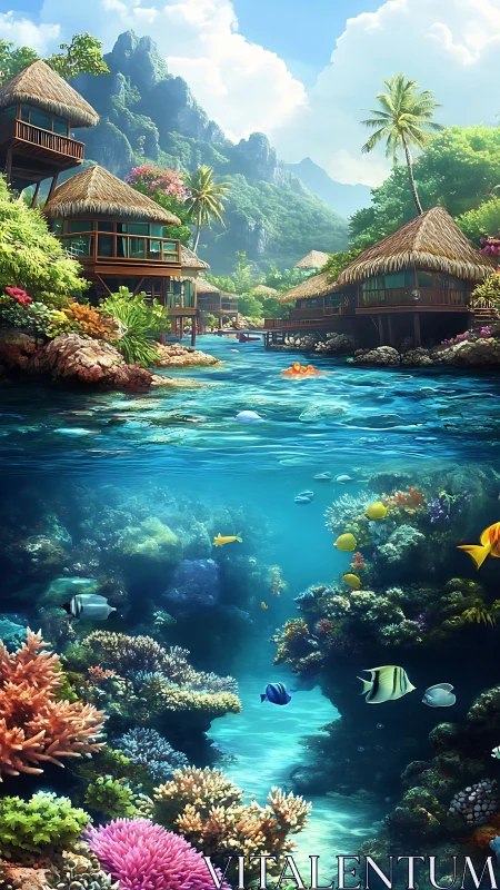 Tropical Island Resort with Underwater Coral Garden.
