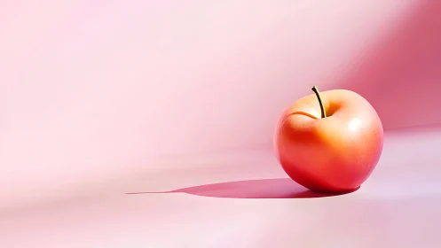 Single pink apple rests on smooth gradient background