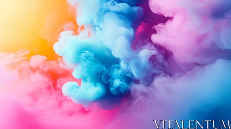 Gradient vapor plumes in high-saturation abstract composition.