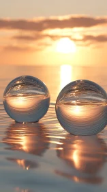 Twin glass suns drifting softly across molten water.