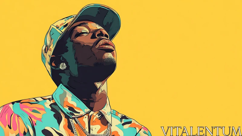 Bold vector portrait of man in patterned streetwear.