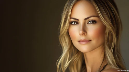 Neutral studio portrait of young woman with soft lighting.