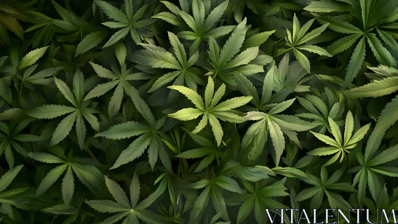 Layered cannabis foliage pattern in digital painting style.