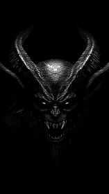 Specular-lit demonic creature head with serrated horns emerging