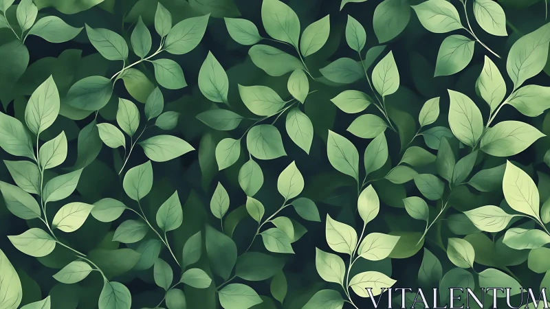 Delicate green foliage drifts across a deep shadowed field.