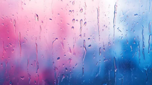 Rain streaks compose neon daydreams on misted glass