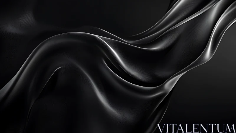 3D metallic draped surface with flowing monochrome folds.