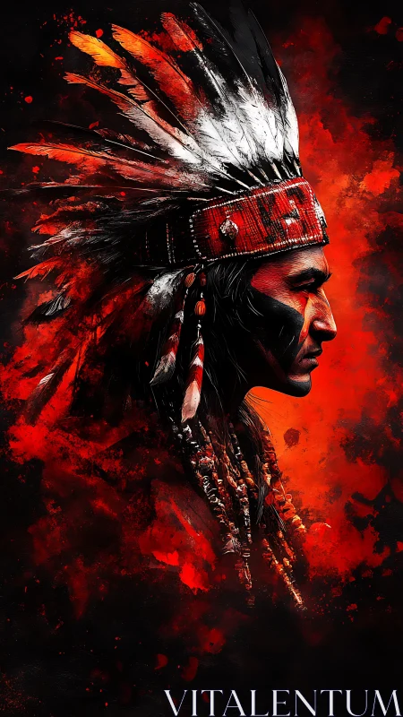 Crimson warpaint spirit in feathered firestorm profile.