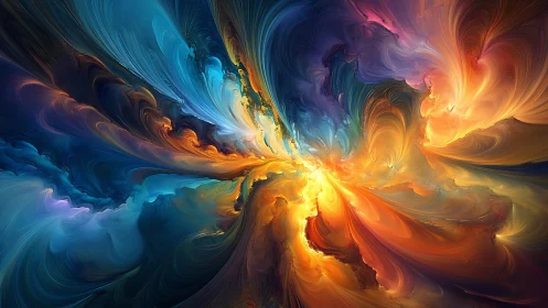 Cosmic swirls of color flow into a glowing radiant heart