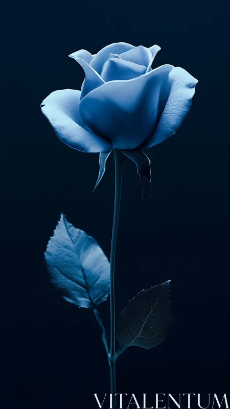 Blue Rose in Darkness: Ethereal Elegance Against Deep Navy