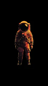 Solar-lit lone astronaut drifting in an endless midnight void.